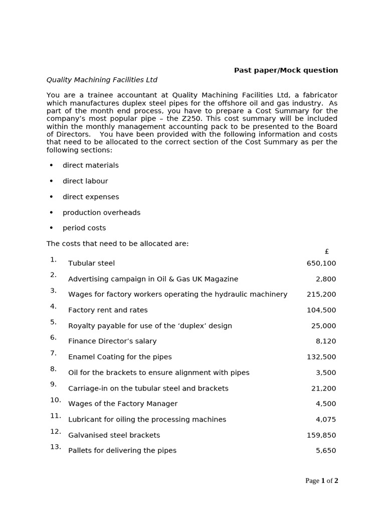 Cost Classification Workshop Question Updated 2025-26 | PDF | Economies ...