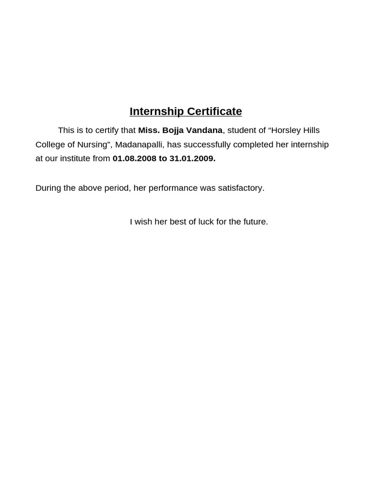 Internship Certificate | PDF