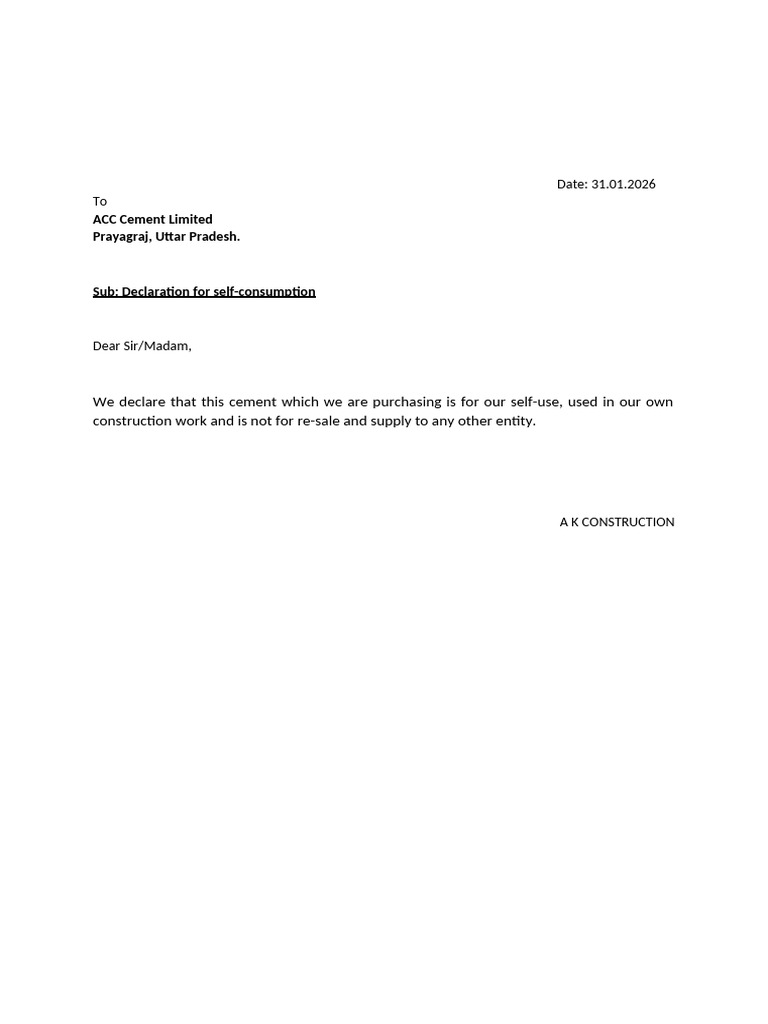 Self Declaration ACC | PDF