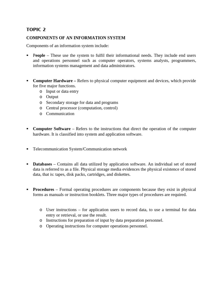 Cit 3305 Edmis Topic 2 Components of Edmis | PDF | System | Input/Output
