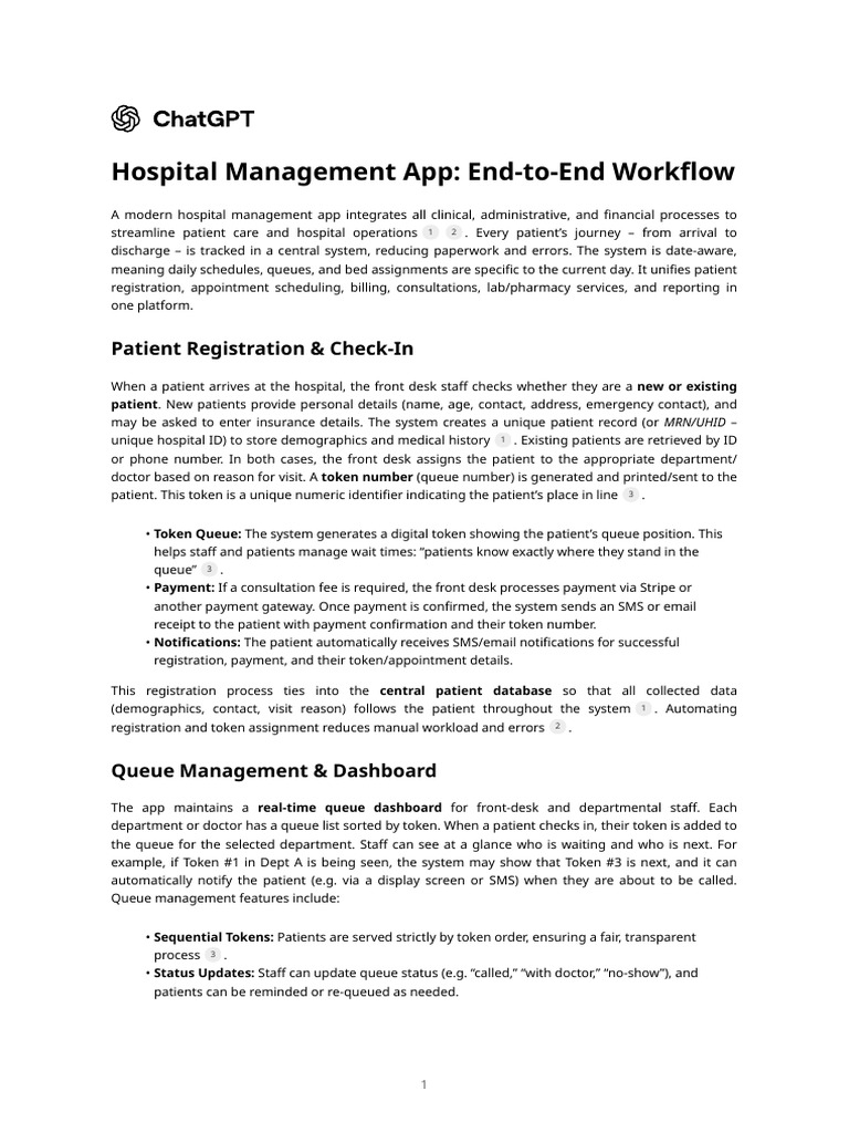 Hospital Management App - End-To-End Workflow | PDF | Medical ...
