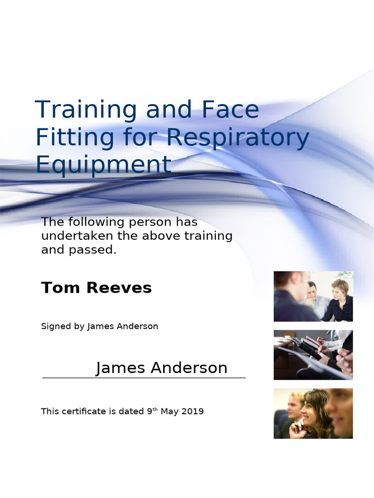 Training and Face Fitting For Respiratory Equipment Certificate - Tom ...