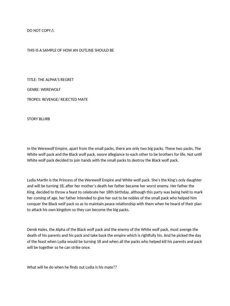 Story Outline Sample | PDF