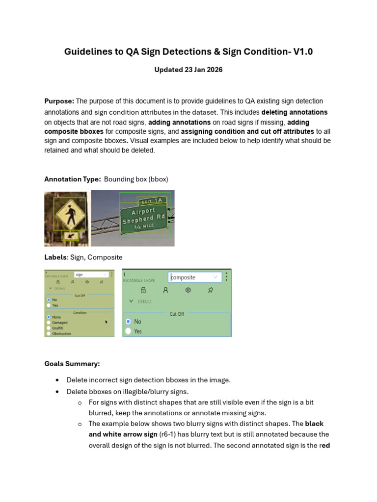 Guidelines To QA Sign Detections & Sign Condition v1.0 | PDF | Annotation