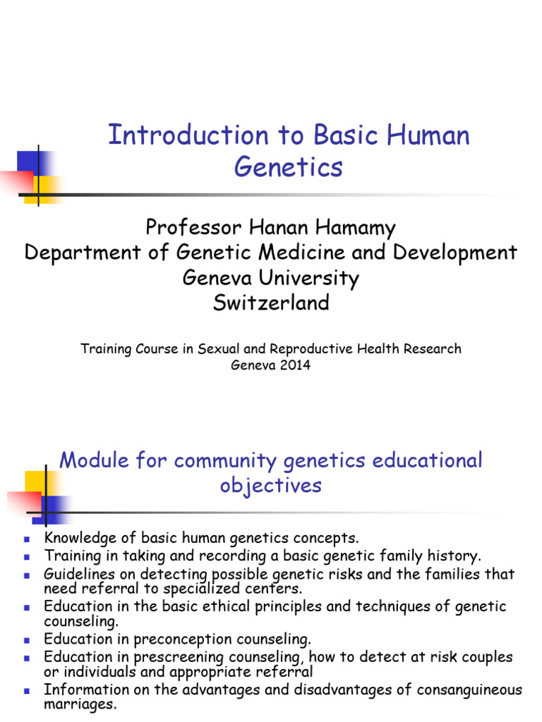 Introduction Basic Human Genetics Hamamy 2014 | PDF