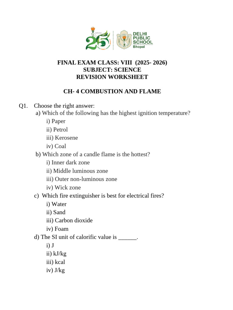 Resource 20260207214644 Revision Worksheet Combustion | PDF ...