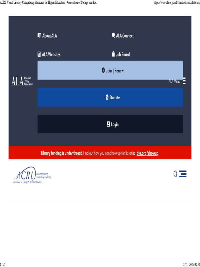 ACRL Visual Literacy Competency Standards For Higher Education ...