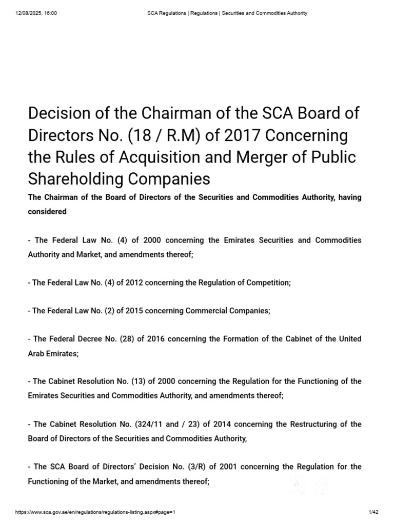 SCA Regulations - Regulations - Securities and Commodities Authority ...