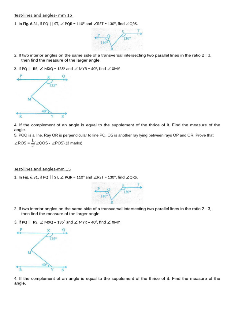 Test Lines and Angles 9 24 | PDF