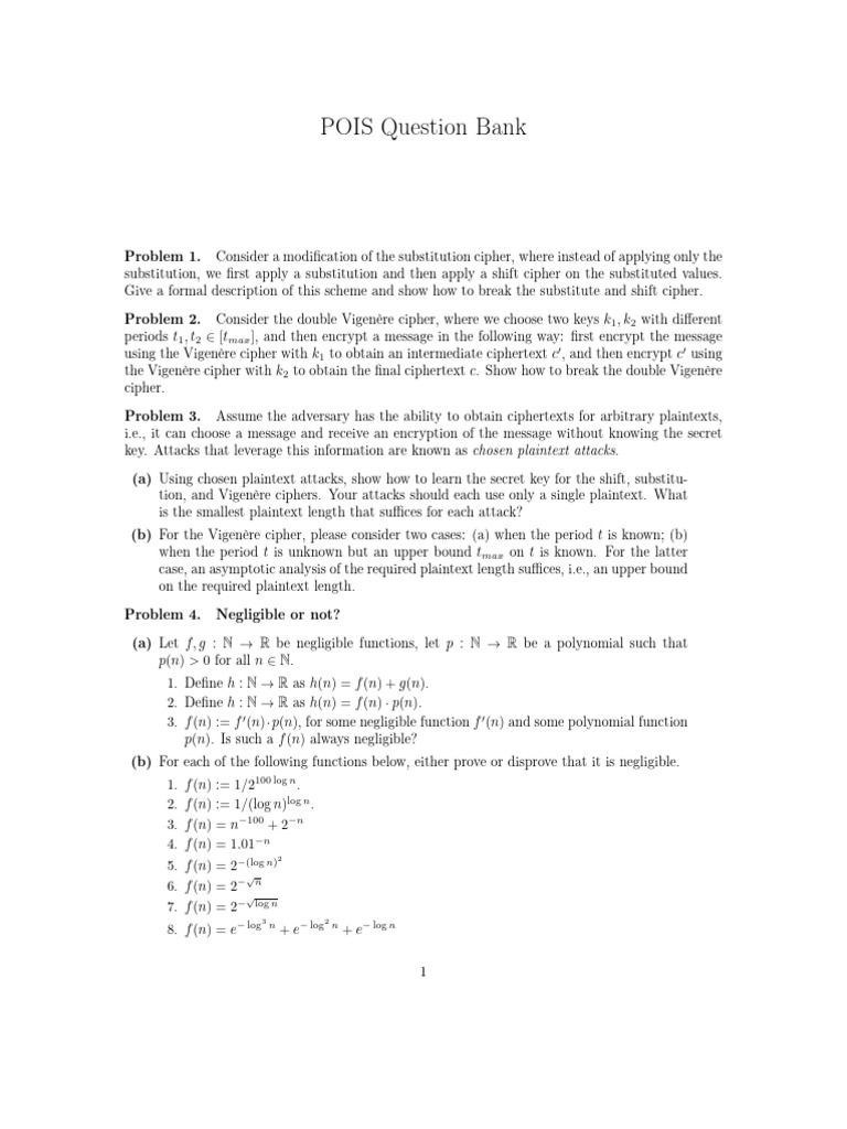 Questions On Cryptography | PDF | Encryption | Secrecy
