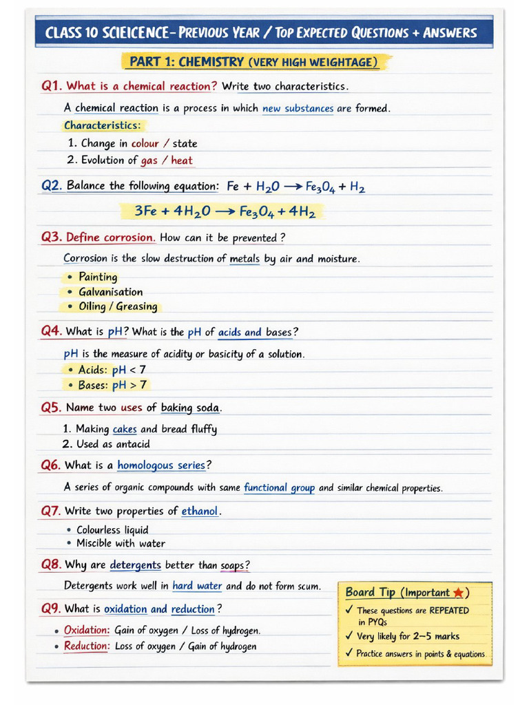 Science Questions Answers | PDF