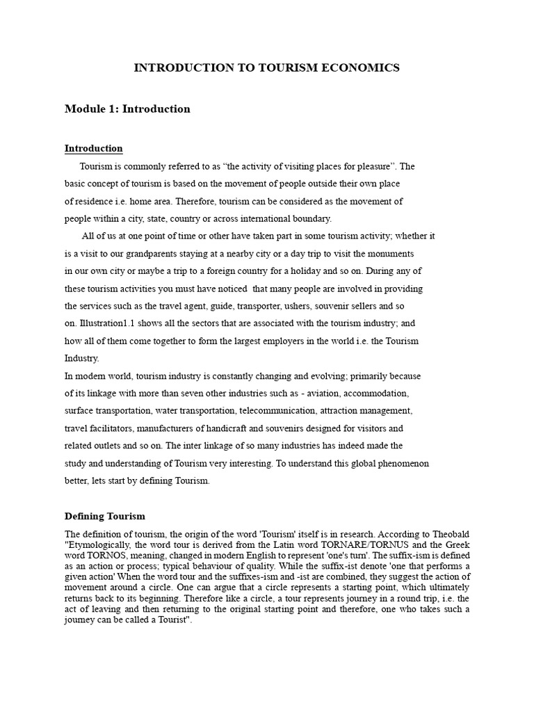 Introduction To Tourism Module 1 | PDF | Tourism | Sustainability