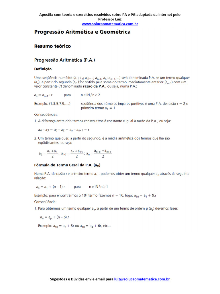Lista 2 PA e PG | PDF