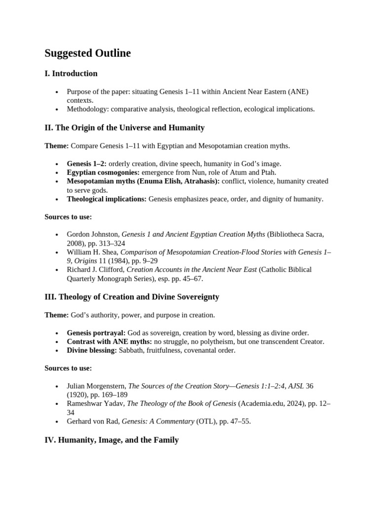 Suggested Outline | PDF | Genesis Creation Narrative | Image Of God