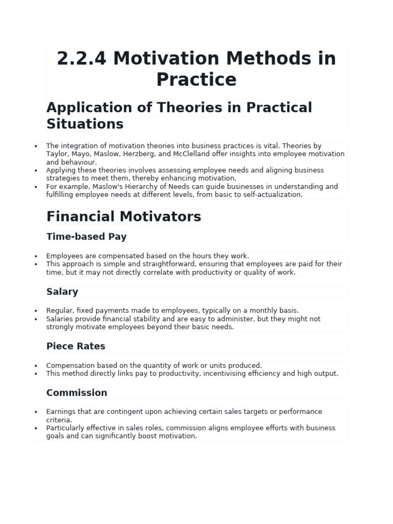 2.2.4 Motivation Methods in Practice | PDF | Motivation | Motivational