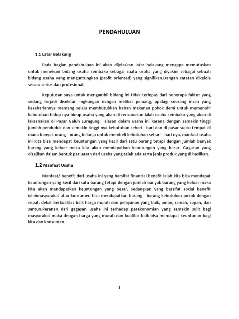 Proposal Wiraswasta Usaha Sembako