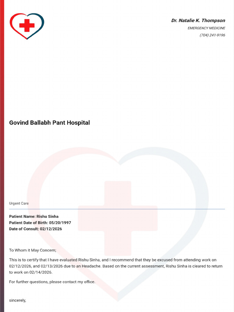 Doctor Note With Signature | PDF