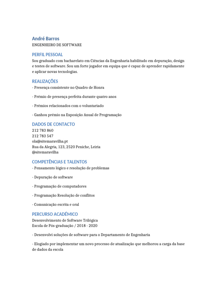 CV Modelo | PDF
