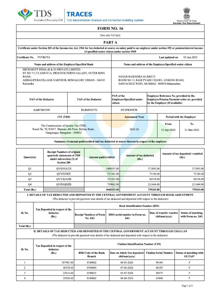 Form 16 Sgar | PDF