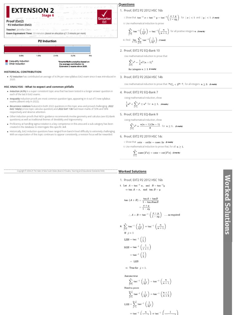 EXT2 Smarter Maths Proof by Mathematical Induction - Sigma Notation ...