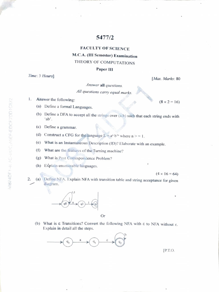 MCA 3 RD Sem. Question Papers Jan 2024 | PDF | Cloud Computing ...
