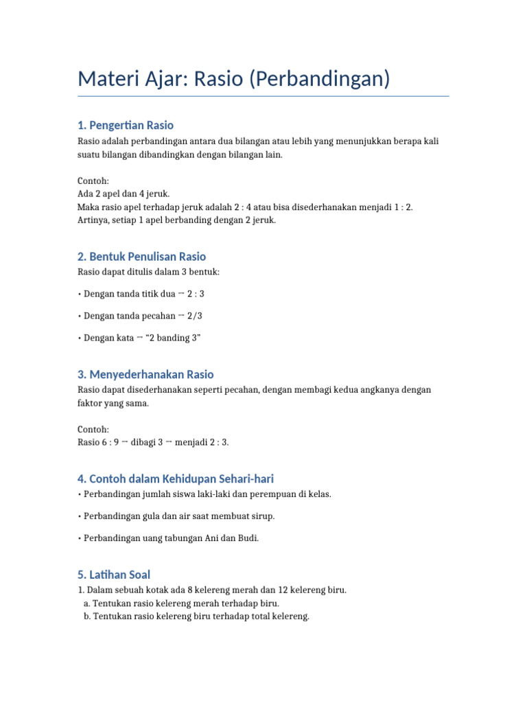 Materi Rasio Kelas6 | PDF