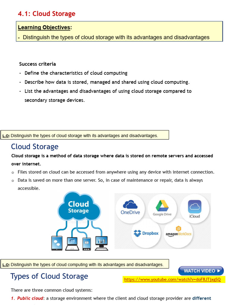 W2 L1 4.1 3.cloud Storage | PDF | Cloud Computing | Computer Data Storage