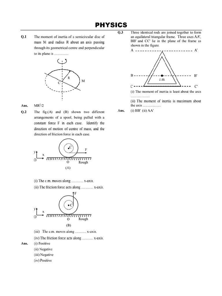 Rotational Motion (Fill Q.) | PDF