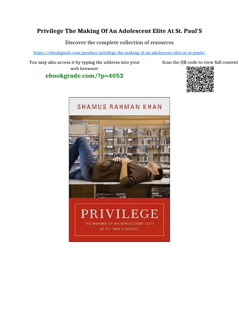 Privilege The Making of An Adolescent Elite at St. Paul's Ready To Read ...
