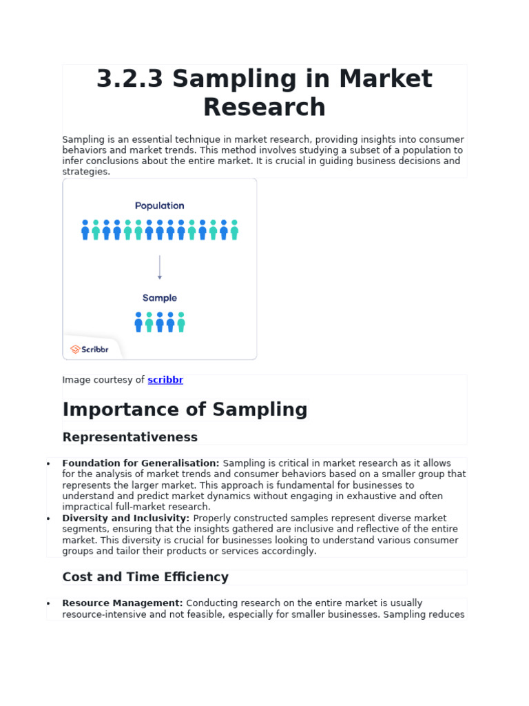 3.2.3 Sampling in Market Research | PDF | Sampling (Statistics) | Marketing