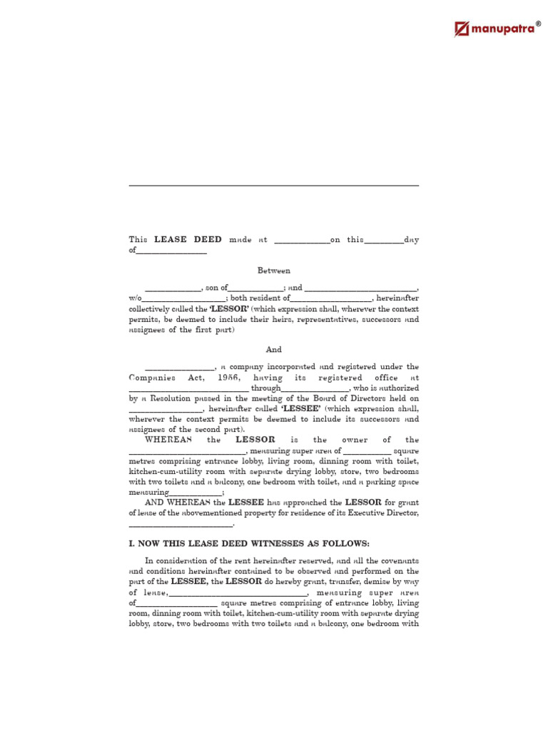 Leases Deed Format | PDF | Lease | Common Law