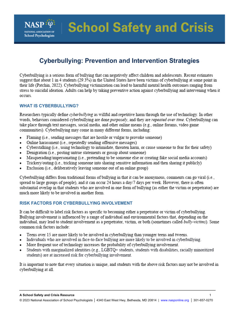 Cyberbullying Prevention FINAL1 | PDF | Cyberbullying | Bullying