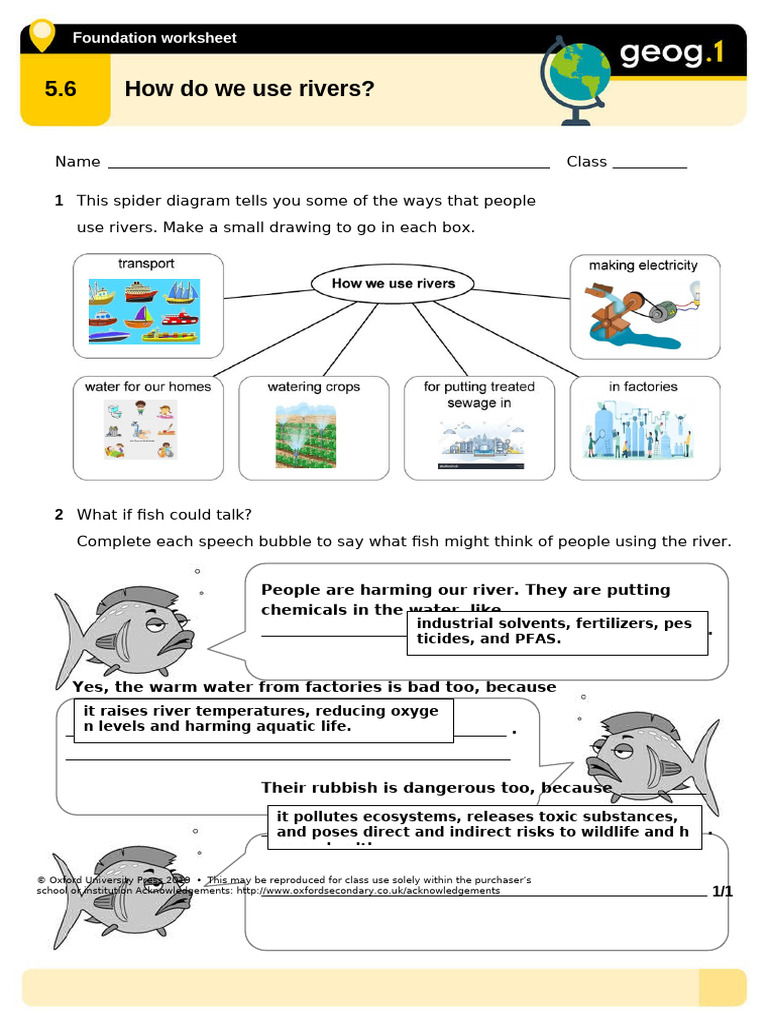5.6 How Do We Use Rivers?: Foundation Worksheet | PDF