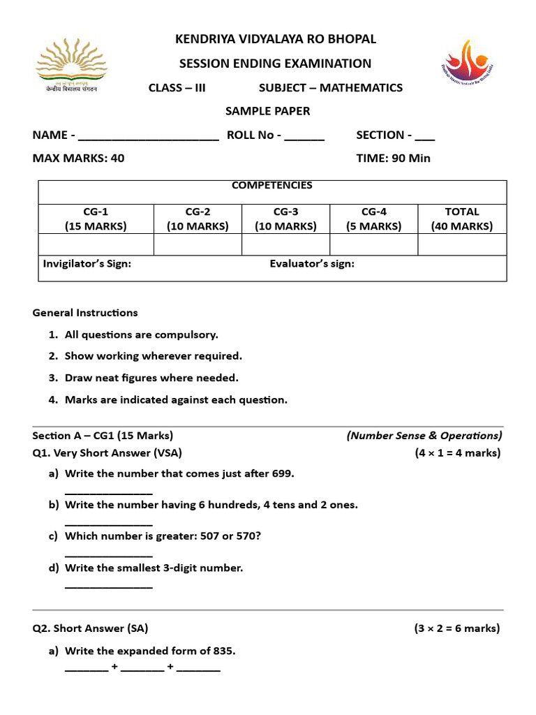 III Maths See Sample Paper | PDF