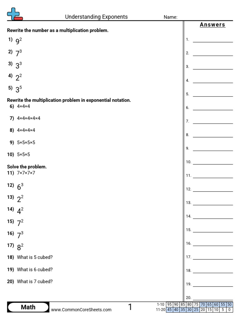 Understanding Exponents Worksheet | PDF | Exponentiation | Multiplication