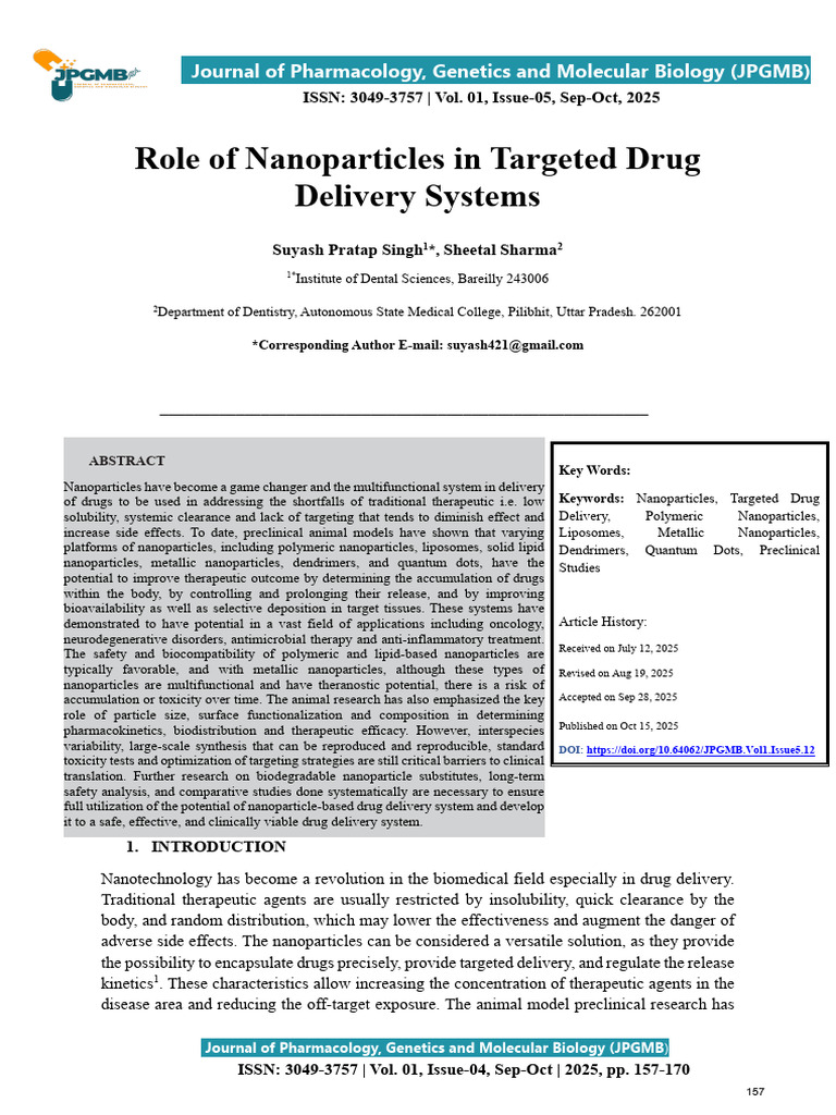 Role of Nanoparticles in Targeted Drug Delivery Systems | PDF ...