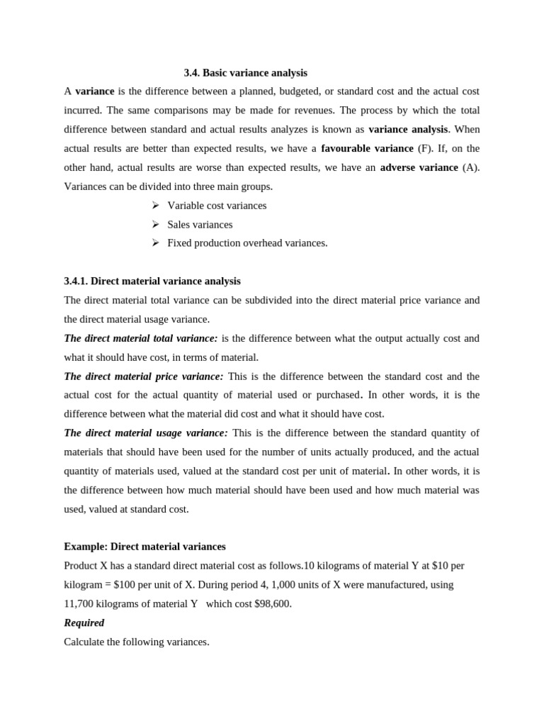 Variance Analysis Edited | PDF | Prices | Variance