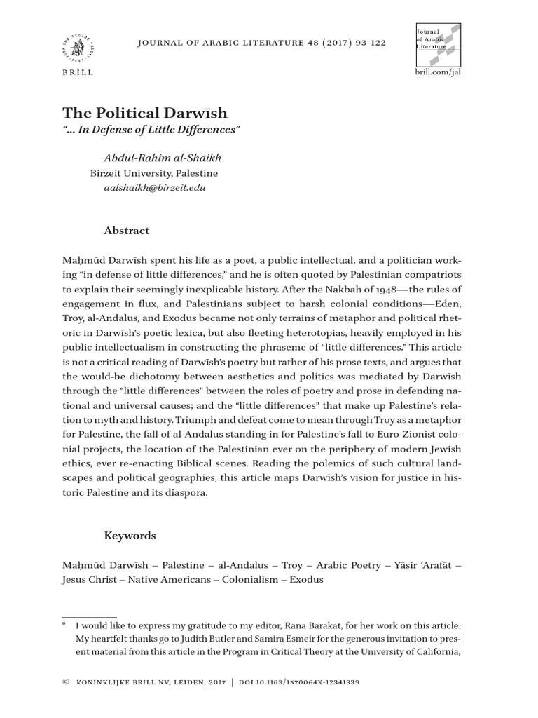 The Political Darwish - in Defense of Little Differences | PDF ...