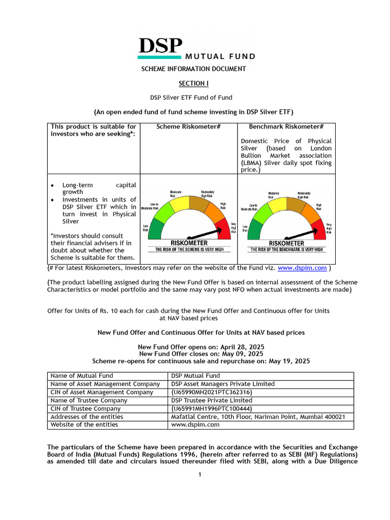 Sid-Dsp-Silver-Etf-Fund-Of-Nd Silver Etf | PDF | Exchange Traded Fund ...