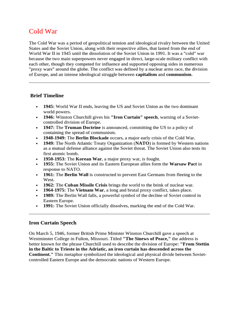 55591756886315649-ColdWarNotes2 0 | PDF | Cold War | Cuban Missile Crisis