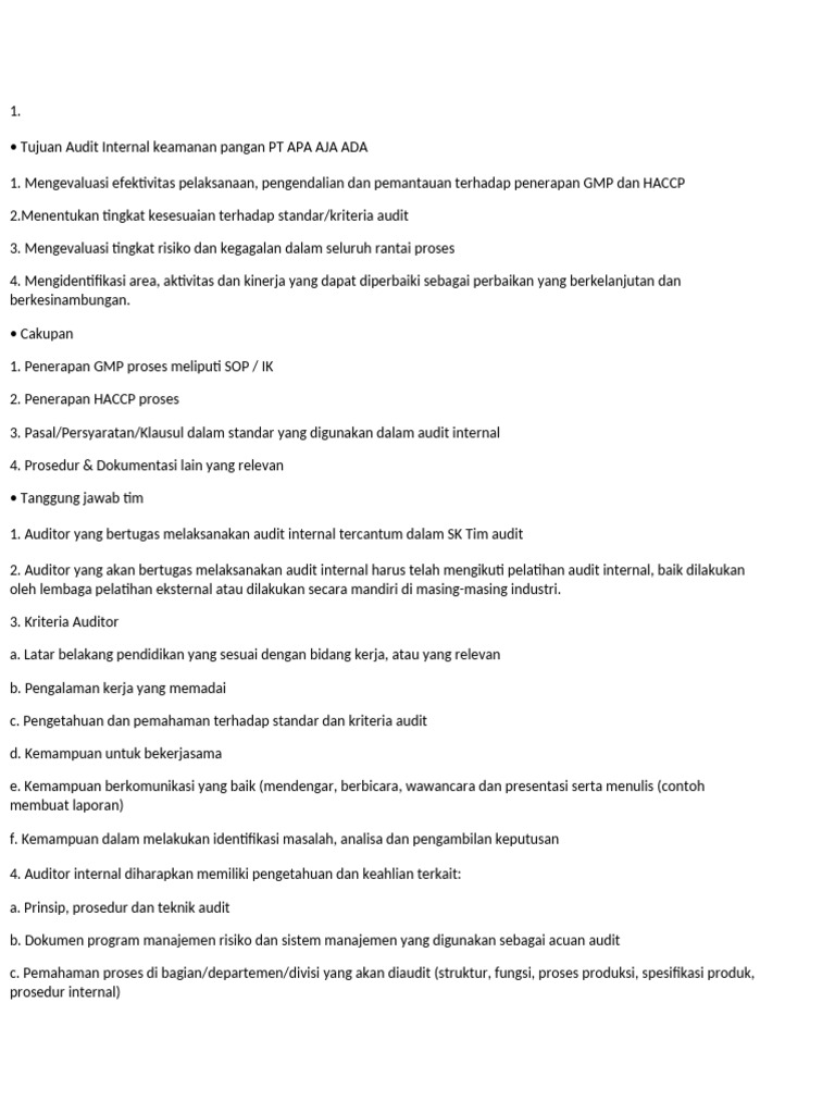 Tugas Training Audit Internal | PDF
