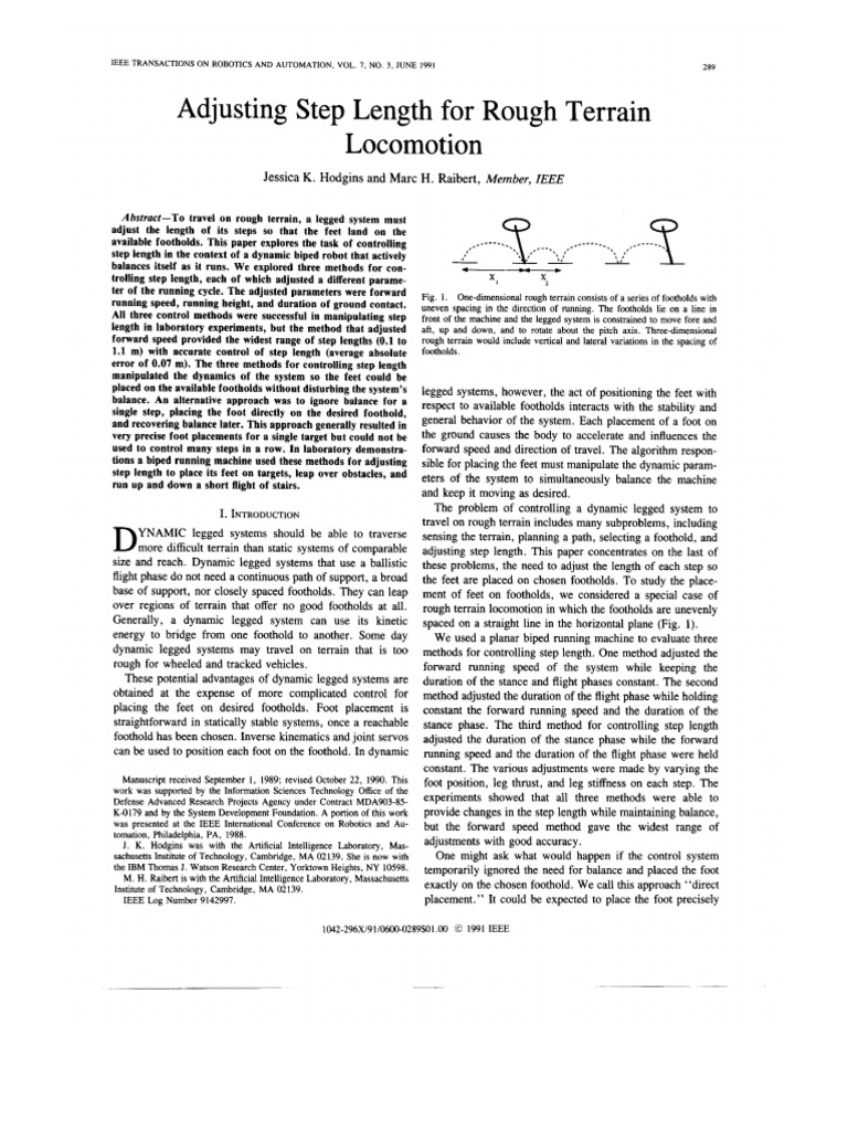 Adjusting Step Length For Rough Terrain Locomotion | PDF