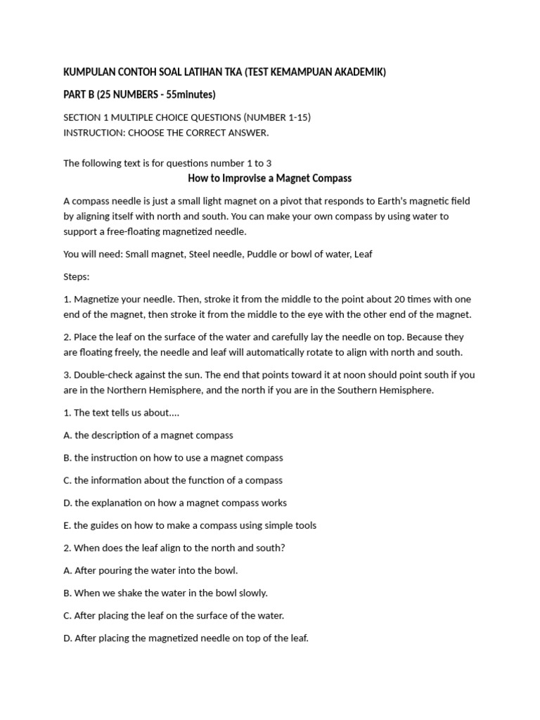 Part B Tka Students Practice | PDF | Compass | Homework