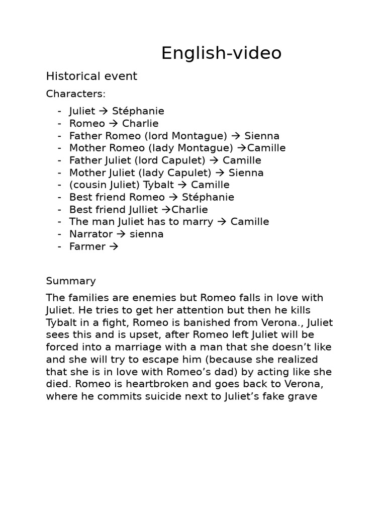 Video English Romeo and Juliet | PDF | Characters In Romeo And Juliet