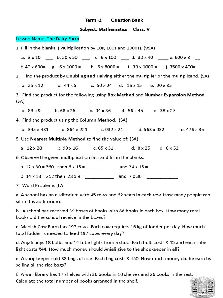 Class 5 Maths Question Bank New | PDF | Area | Triangle