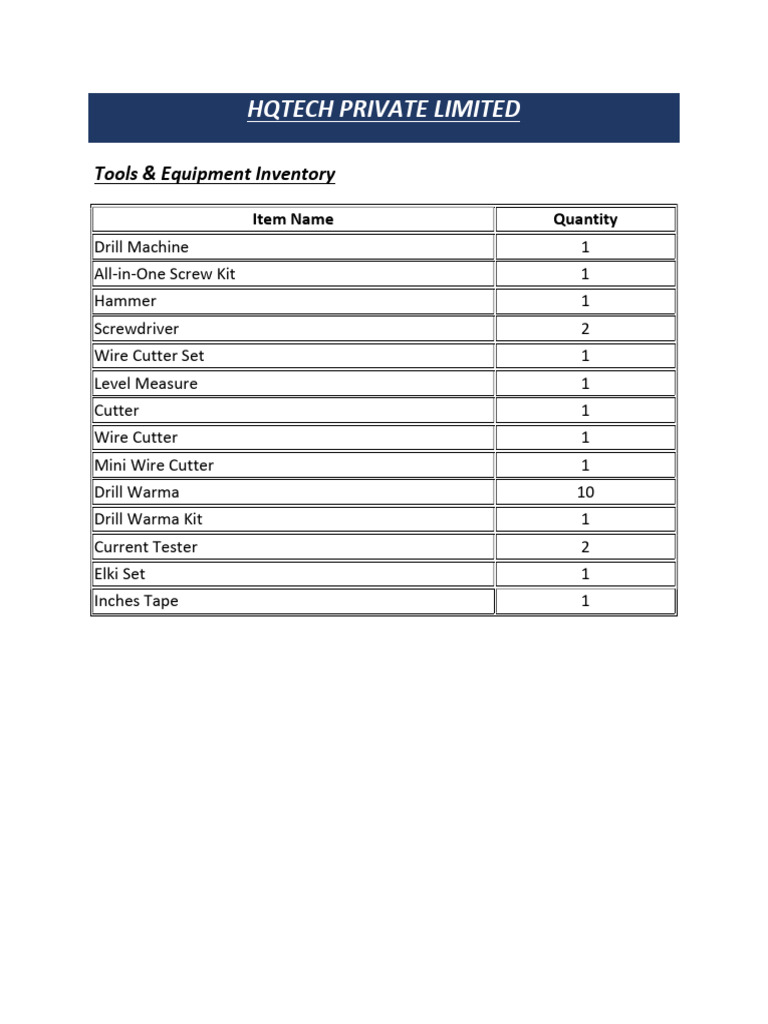 Tool Kit List | PDF