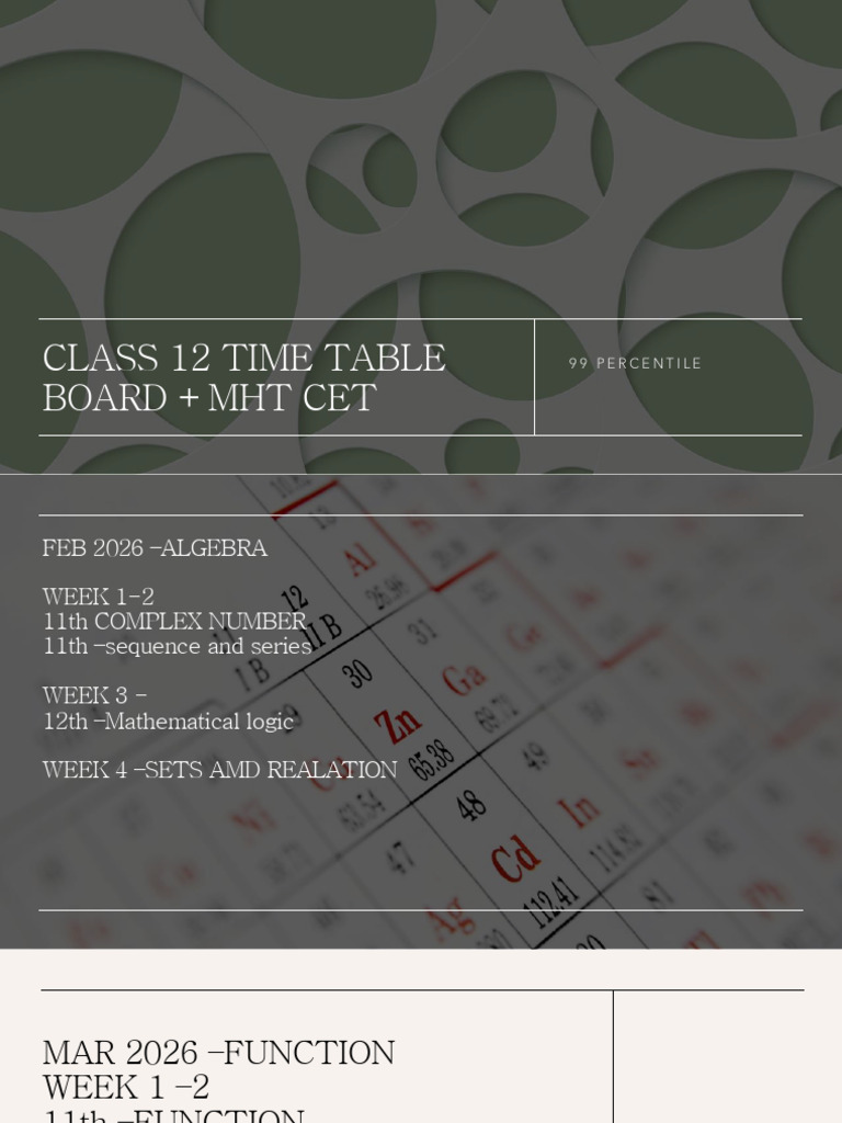 Class 12 Time Table Board +MHT Cet: 99 Percentile | PDF