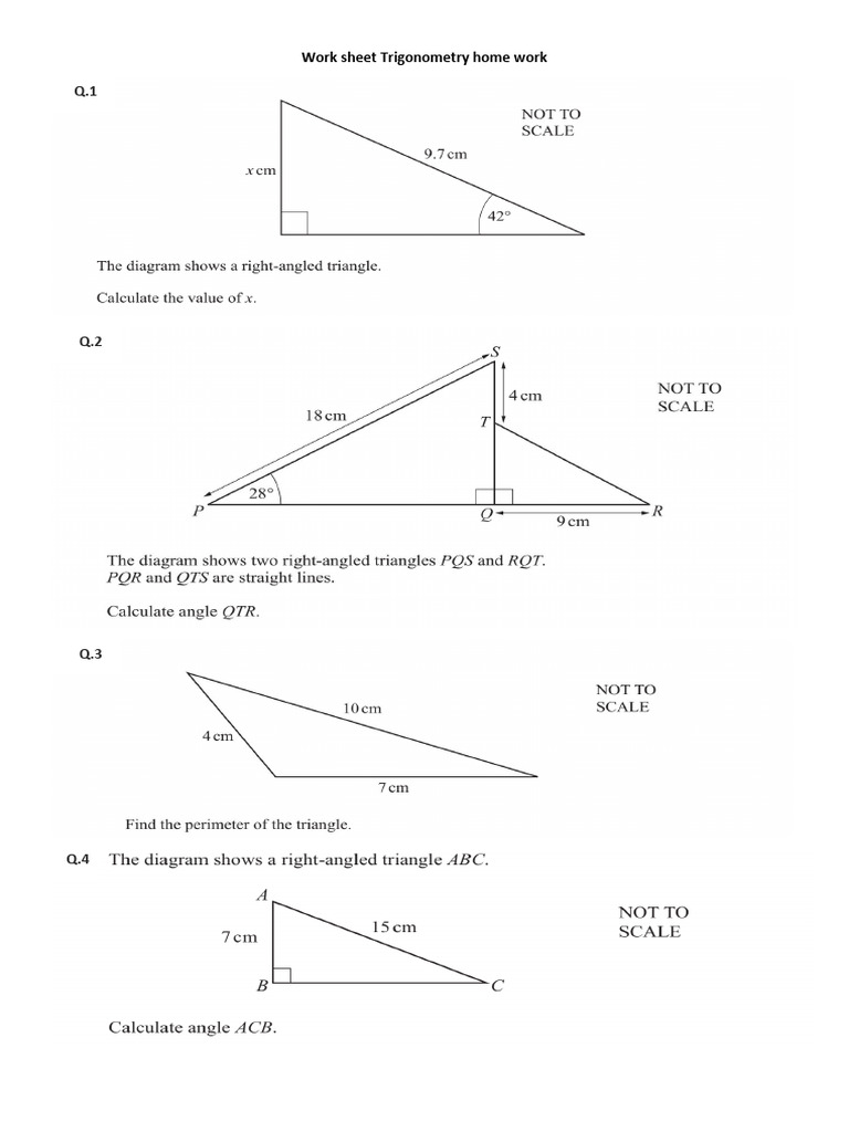 Work Sheet Trigonometry Home Work | PDF