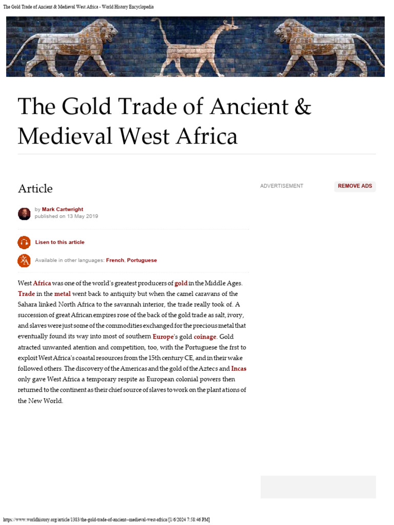 The Gold Trade o Ancient and Medieval West Africa-World History ...