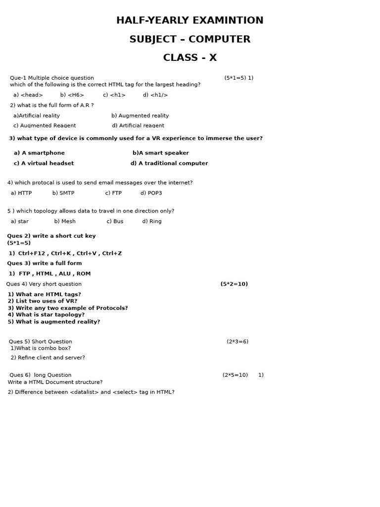Class 10 Paper | PDF